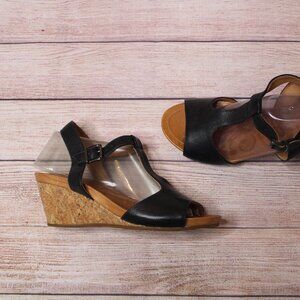 Nurture Shawen Black T Strap Wedges